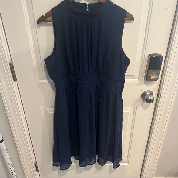 ModCloth Azaela Windy City High Neck Navy Dress Blouson Semi Formal Cocktail XL - Picture 2 of 7